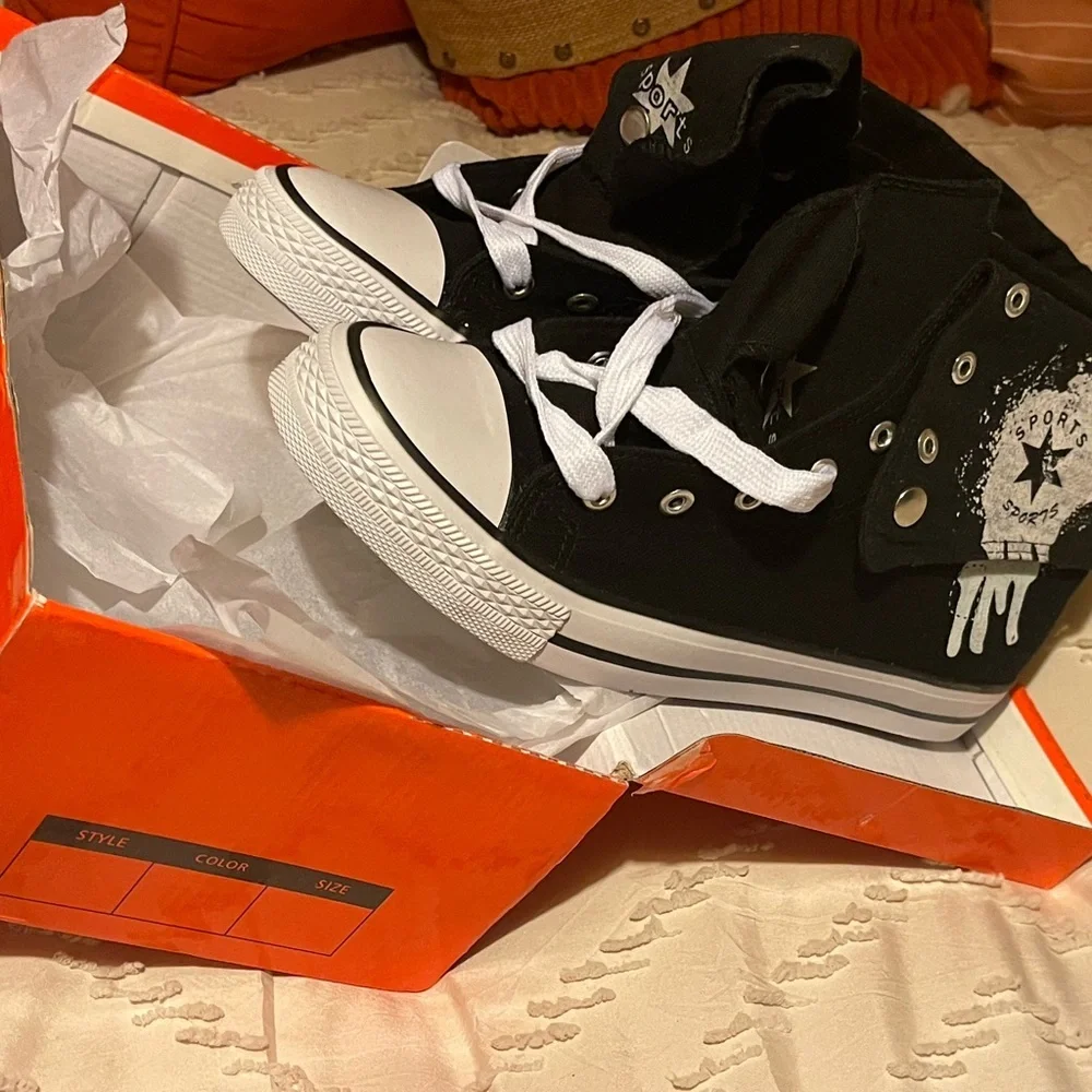 Black and White High-Top Sneakers
